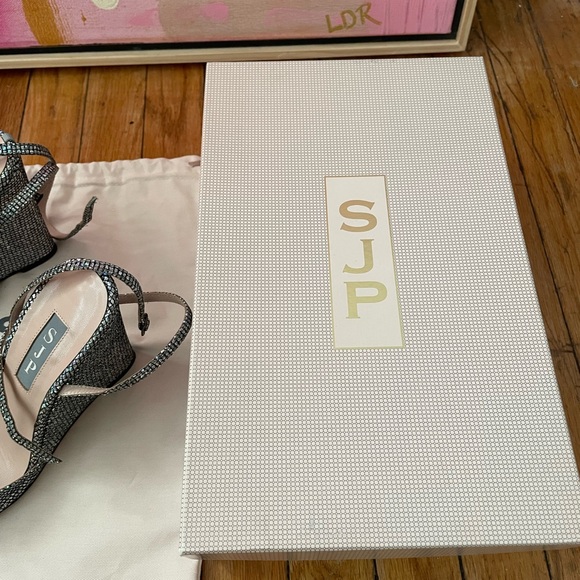 SJP (Sarah Jessica Parker) Glitter Wedge “Boca” Sandals (size 37.5) - Picture 12 of 14